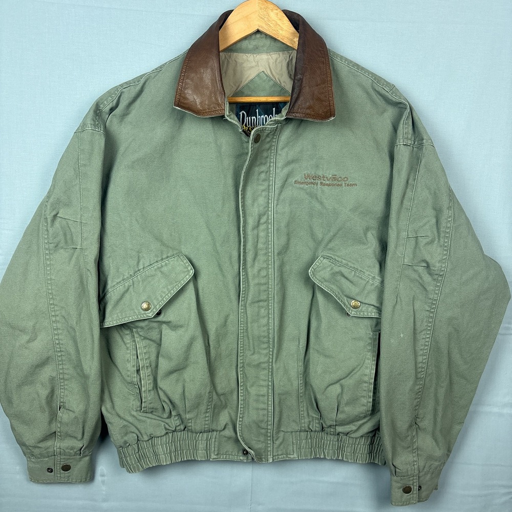 Vintage Dunbrooke Navigator Bomber Jacket XL Leather Collar Emergency Response